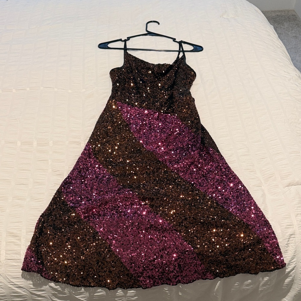 Elegant Sequin Striped Dress